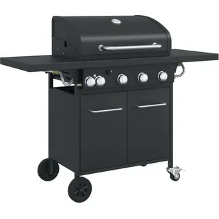 vidaXL Gasgrill mit 5 Flammen Schwarz Pulverbeschichteter Stahl - Schwarz
