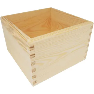 Wooden World - Quadratische Holzbox aus Kiefernholz, natur, 20x20x13 cm - eine solide Kiste zur Aufbewahrung und Dekoration
