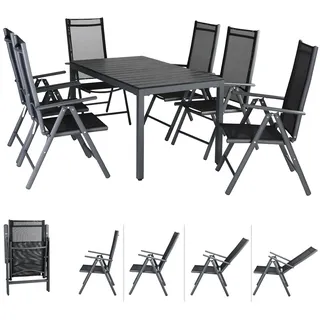 Garten-Sitzgruppe Bern 7-tlg Anthrazit Alu WPC