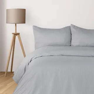 Komfortec Deluxe Bettwäsche 135x200 mit Kissenbezüg, Bettwäsche-Sets 2 teilig aus Mikrofaser mit Reißverschluss Weich und Bügelfrei, Grau, kmf-hotelbbezug-140x200+80x80-Grau