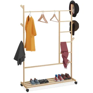 Relaxdays Garderobenständer Bambus Natur