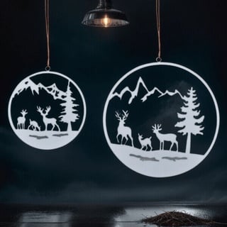 2er Set Weihnachtsdeko Christbaumschmuck Fensterdeko Metall Anhänger Wanddeko