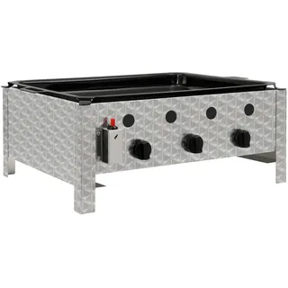 BBQ-Toro Edelstahl Gastrobräter | 3-flammig | 64 x 52 x 27 cm | Gastrogasgrill, Wurstbrater, Tisch Grill | Gastrogrill, Tischgasgrill, Gastischgrill, Bräter für Tisch & Gastronomie