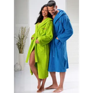 Unisex-Bademantel KANGAROOS "Cassidy, für Damen & Herren, Standardlänge & Überlänge" Gr. M, blau, L:120cm, Walkfrottee, Hausmäntel, Unisex-Bademantel, mit Taschen, Männer und Frauen, Baumwolle, Reise, Hotel, Sauna, S-3XL, Topseller