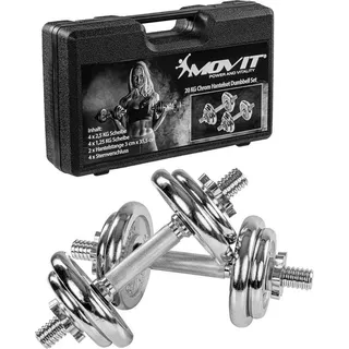 MOVIT MOVIT® Kurzhantel Set 20kg Hantel Set Hantelscheiben Gewichte Koffer 2x10kg