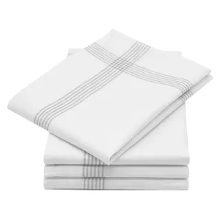 ZOLLNER 4er Set Geschirrtücher, Küchentücher, 50x70 cm, Leinen, weiß grau