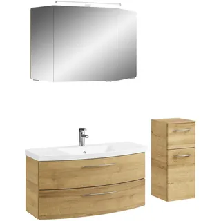 Pelipal Badezimmer , Eichefarben , Metall , 4-teilig , 7 Fächer , insgesamt: 3,2 Schubladen , 131 cm , Made in Germany , hängend, Typenvielfalt , Badezimmer, Badmöbelsets & Badmöbelserien, Badmöbel-Sets