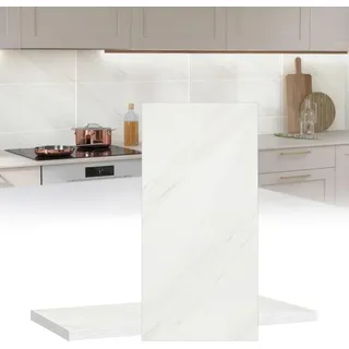 Jayseuw 10x Fliesenaufkleber grau Marmor, 60 x 30 cm, Küchenrückwand, Selbstklebende Fliesen, Klebefliesen Küche Wandpaneele für Wanddeko Schlafzimmer Wohnzimmer, Weiß - Weiß