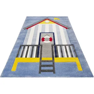 Esprit Kinderteppich »Sea Castle ESP-21070« rechteckig 13 mm Höhe Kurzflor mit maritimem Muster, Strandschloss, blau