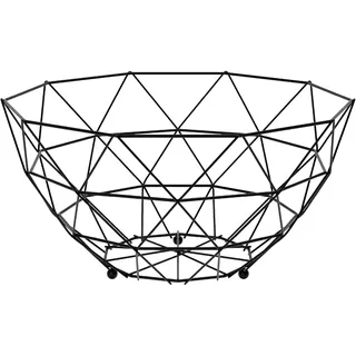 Agyo Obstkorb aus Metall, rund, schwarz, moderner Korb, 26 × 14 cm, minimalistisches Design, für Küchentisch, solide Struktur aus lackiertem Stahl