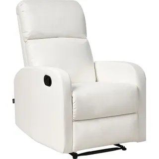 BELIANI Fernsehsessel Weiß Kunstleder Manuell Verstellbar mit Armlehnen USB-Port Integrierte Fußstütze Modernes Design Wohnzimmer Polstersessel - Weiß, Schwarz