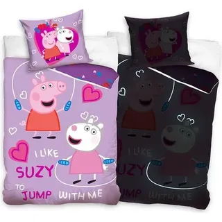 Peppa Pig Bettbezug leuchtet im Dunkeln 140x200 cm