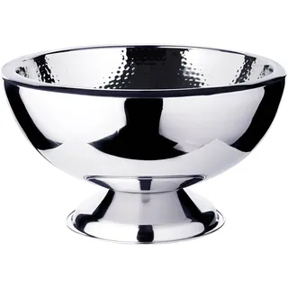 Edzard Champagnerkühler Cadiz (Ø 43 cm, H 24 cm), Edelstahl hochglanzpoliert, innen gehämmert, doppelwandig, für 5 Flaschen – Sektkühler groß, Flaschenkühler, Weinkühler, Getränkekühler, Bowleschale