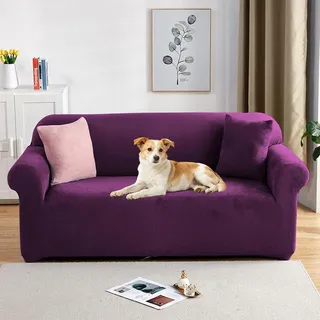 PETCUTE Sofabezüge Elastische 3 Sitzer Sofabezüge Dicke couchbezug Sofa Überwürfe Sofahusse Lila