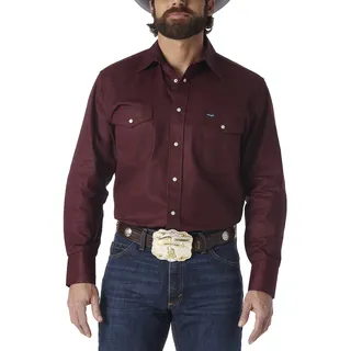 Wrangler Men's Authentic Cowboy Cut Work Western Long-Sleeve Firm Finish Shirt