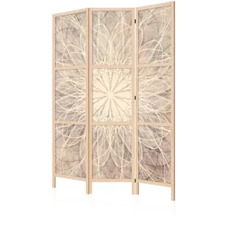 LUMASOUL Japanische Trennwand Paravent Raumteiler 135x172 cm Mandala | Vorderseite mit Motiv, neutrale Rückseite, faltbar, freistehend und dekorativ