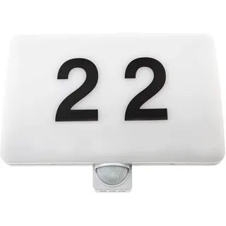 HUBER Hausnummernleuchte mit Bewegungsmelder 180° 20W, 1800lm - Nachtlicht 4 W 250lm, Bereichsbegrenzung Wandmontage, IP54, weiß