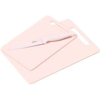 KESPER | Schneidebretter Set inkl. Messer, Material: Kunststoff (PE), Maße Bretter: 29 x 19,5 x 0,5 cm, 24 x 15 x 0,5 cm, Farbe: Rosé | 30492