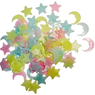 100 Stück Leuchtsterne - Selbstklebende Fluoreszierende Sterne und Mond Aufkleber für Wand und Decke, Leuchten im Dunkeln, Perfekt für Kinderzimmer und Schlafzimmer Dekoration