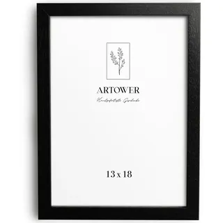Artower® Bilderrahmen für 13 x 18 cm Schwarz Holz Dünner Rahmen | Posterrahmen Groß Vintage Collage | Picture Frame Black Wood 13x18 cm | Holzbilderrahmen Poster Rahmen Echtholz