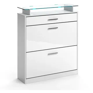 Vicco Schuhkipper Alex Weiß 89 x 104 cm , Holzwerkstoff , 5 Fächer , 3 Schubladen , Rechteckig , 89x104x27 cm , Garderobe, Schuhaufbewahrung, Schuhschränke