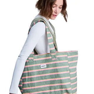 Strandtasche ROXY "Anti Bad Vibes", Damen, oil grün say it with stripes, Baumwolle, Taschen Strandtasche