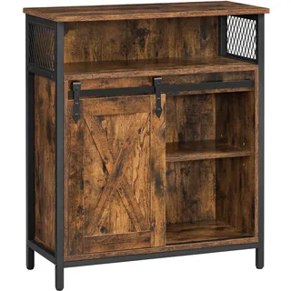 VASAGLE Sideboard 30 x 70 x 80 cm rustikales Braun und Schwarz