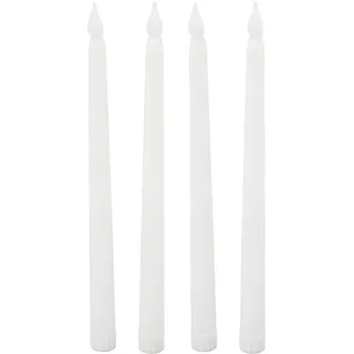 Garosa 4 Stück 10-Zoll-Flammenlose Spitzkerzen Lange LED-Kerzen Licht Batteriebetriebene Elektrische LED-Spitzkerze Warmes Licht für Weihnachten, Urlaub, Hochzeit, Geburtstag (Weiß)