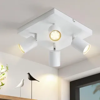 ZMH Deckenleuchte 4 flammig Deckenstrahler Weiß : GU10 Deckenlampe Spots 350°Schwenkbar Deckenspots Industrial Wandstrahler Modern Flurlampe für Wohnzimmer Schlafzimmer - Ohne Leuchtmittel