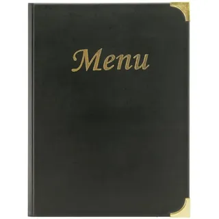 Securit - Speisekarte Basic Line - 4 feste, doppelseitige Einleger = 8 DIN A4-Seiten - Für Cafés, Bars, Restaurants - PVC - Schwarz