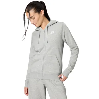 Nike Damen NSW Club Jacke, Dk Grey Heather/White, S EU