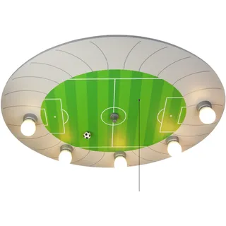 NIERMANN Deckenleuchte "Fußball-Stadion, Kinderlampe", bunt (grün, silberfarben), 5, H: 7cm, 1 Stk., Leuchten, Zugschalter mit Schlummerfunktion, Kinderzimmer, Deckenleuchte