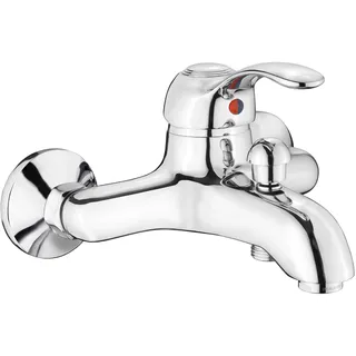 Cornat Bade-Einhebelarmatur "Luca" - Hochwertiger Messingkörper - verchromt - 1/2 Zoll Brauseabgang / Einhebelmischer zur Wandmontage / Wannenbatterie / Badewannen-Armatur / LU2