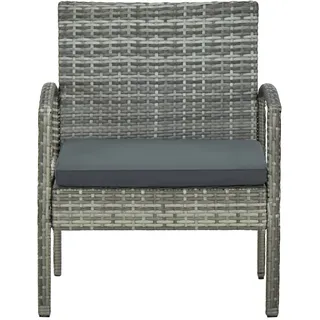 vidaXL Gartenstuhl mit Kissen Poly Rattan Grau - Grau