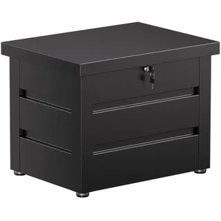 FlairVibe Gartenbox aus Metall in Schwarz 210L | Outdoor Kissenbox für den Garten mit Rostfeste Beschichtung | Outdoor Aufbewahrungsbox/Auflagenbox wasserdicht für Kissen - 70x52x60cm