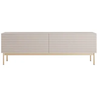 Selsey Tv-Lowboard Linearis Kaschmirgrau 139 cm , Taupe , Metall , 2 Fächer , Rechteckig , 138.6x46.2x30 cm , Wohnzimmer, TV Möbel, Lowboards, Lowboards stehend