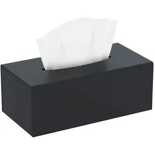 HIIMIEI Kosmetiktücherbox, 25.0×13.0×9.0 cm Acryl Taschentuchbox | Tissue Box mit Magnetabdeckung für Esszimmer Badezimmer Schlafzimmer Auto Büro - Mattschwarz