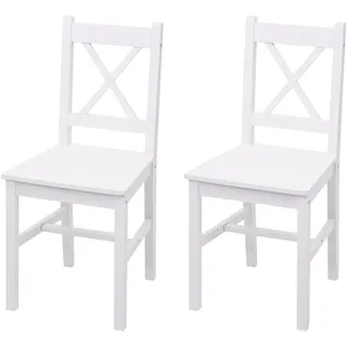 Mendler Esszimmerstuhl HWC-F77 Holz weiß 2er Set