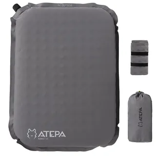 ATEPA Sitzkissen Outdoor, Faltbar Aufblasbar Stadion Flugzeug Unterwegs Camping Wander Bürostuhl Ultraleicht Foam Selbstaufblasend Sitzkissen, Grau