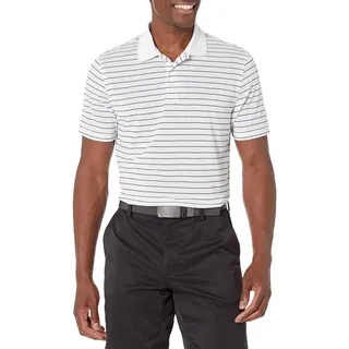 Amazon Essentials Herren Golf-Poloshirt, schmale Passform, schnelltrocknend, Weiß gestreift, Größe XXL