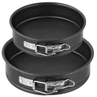 Zenker 9916550 Mini-Förmchen Set 2 Stück, Backform 16 cm und Backform 18 cm, Mini Runde, Springform Springform, Kuchenform, Edelstahl, Schwarz, 16 cm und 18 cm
