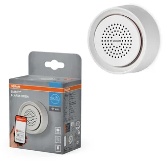Osram SMART+ WiFi Alarmsirene, 90dB, 11 Alarmtöne, LED-Blinklicht, USB-C, App-Steuerung, Alexa/Google kompatibel, IP20
