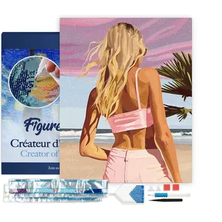 Figured'Art Diamond Painting Erwachsene 40x50cm Mit Rahmen Ganze Leinwand gespannt Schönheit in der Dämmerung 5D Bilder Eckige Steine - DIY Set Basteln