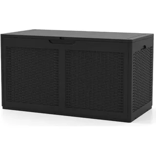 380L Outdoor-Aufbewahrungsbox mit Rädern, wasserdicht, schwarz