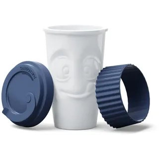 FIFTYEIGHT PRODUCTS / Becher ToGo „Lecker“ (Porzellan, 400ml, Marineblau, Made in Germany)