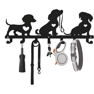CALLYSONIC Metall Schlüsselbrett Modern, Drei Hunde Schlüsselhalter, Schlüsselablage Flur mit 7 Haken, Wand Schlüsselboard, Schlüssel Aufbewahrung für Küche, Eingang, Schlafzimmer