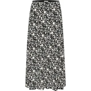 Part Two Damen, Midi-Länge, A-Linie Fit, Comfort Waist Printed Fabric Skirt, Schwarzer Texturdruck, 42