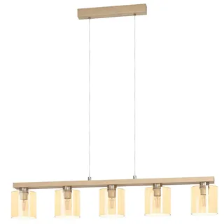 EGLO Castralvo 5-flg. 121 cm rund amber und Holz