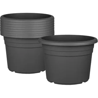 BigDean 9X Blumentopf Ø 30 cm Anthrazit Kunststoff Pflanztopf 30 x 21cm | Containertopf, Übertopf, Pflanzkübel rund, Stabile Blumentöpfe, Robust & Langlebig, UV Beständig, Wetterfest