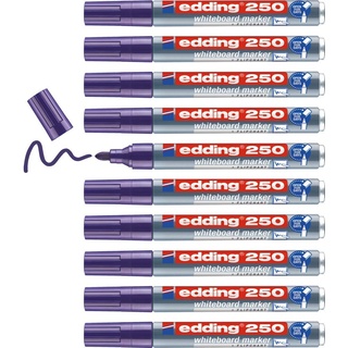 edding 250 Whiteboardmarker - violett - 10 Whiteboard Stifte - Rundspitze 1,5-3 mm - Boardmarker abwischbar - für Whiteboard, Flipchart, Magnettafel, Pinnwand, Memoboard - Sketchnotes